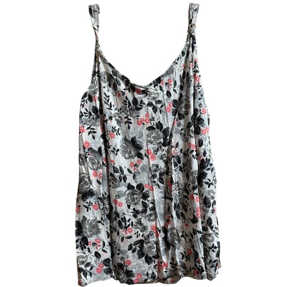 Torrid Gray and Pink Floral Sleeveless Blouse - Size 1 (Large) - Picture 5 of 5